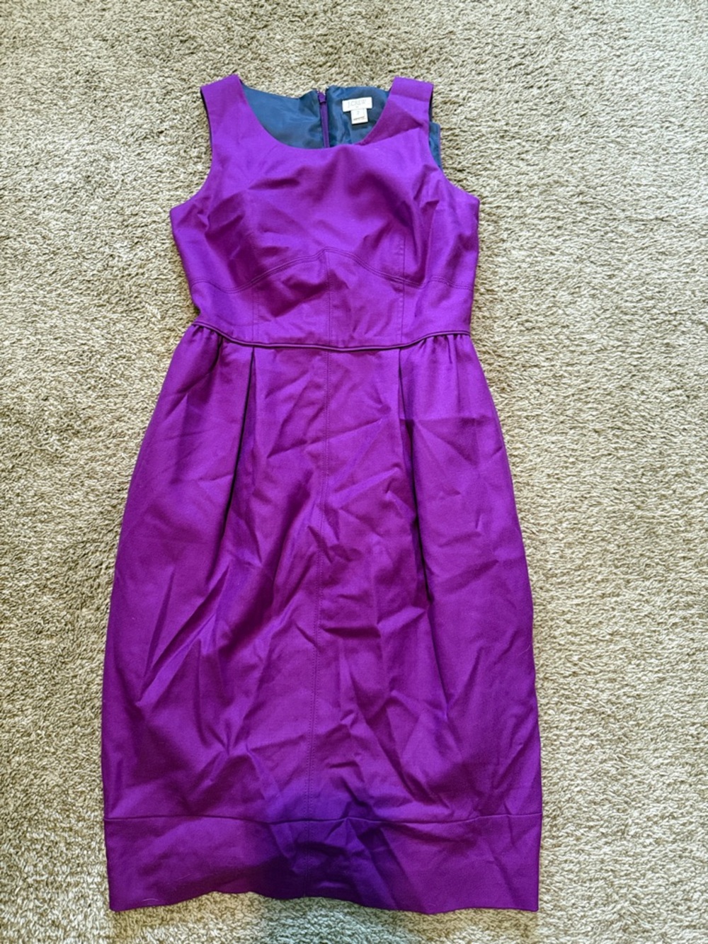 J. Crew Vibrant Purple Sleeveless Sheath Midi Dress